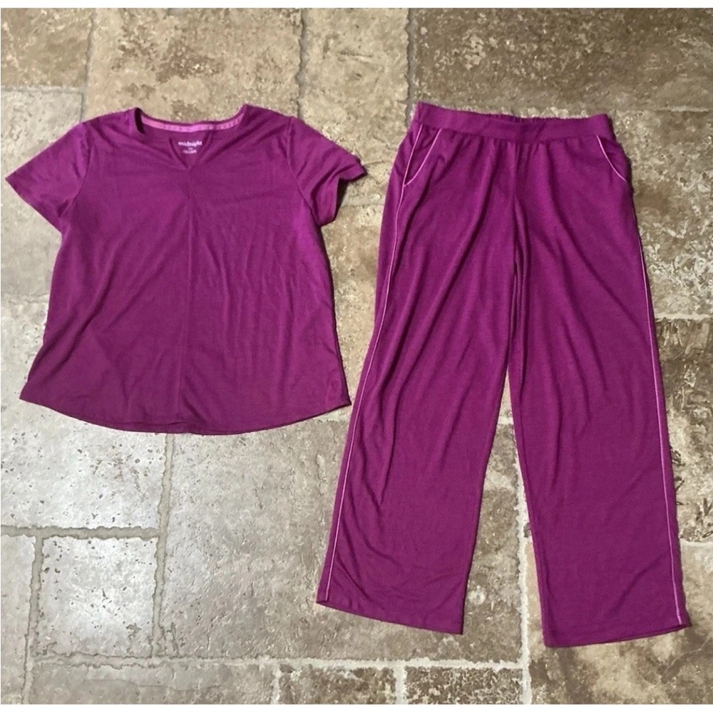 Midnight Purple Pajama Size M Top & Size S Loungewear 2-Piece Set